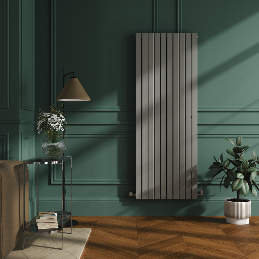 Riace Smoked Stone Vertical Flat Designer Radiator 1800x680mm Double Panel 6947 BTU