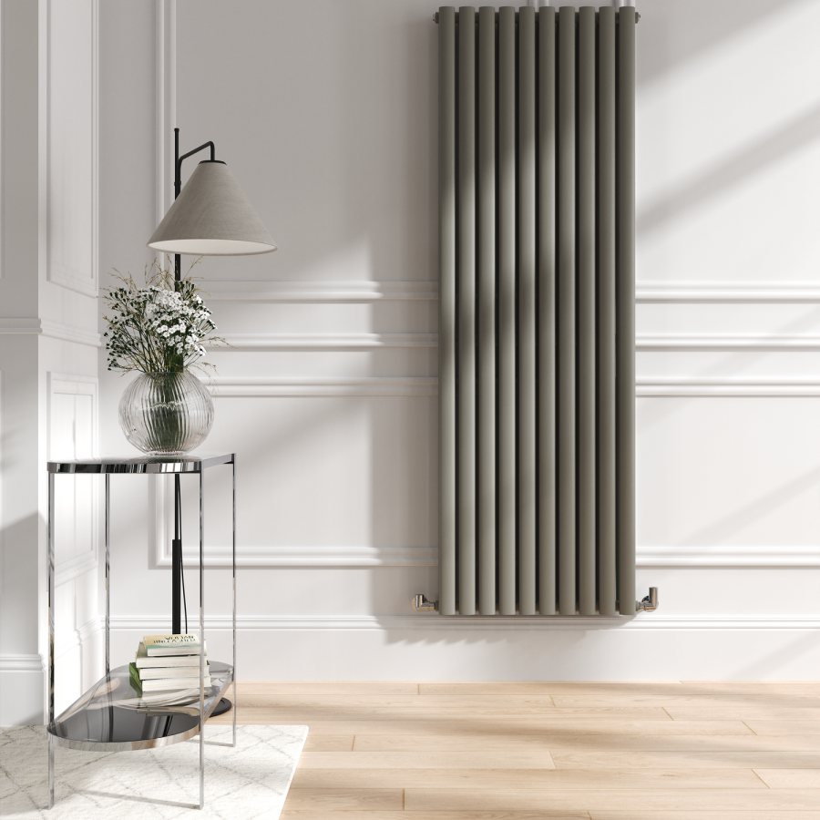 Sorrento Smoked Stone Vertical Oval Designer Radiator 1800x590mm Double Panel 6229 BTU