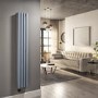 Light Grey Electric Vertical Designer Radiator 1.2kW with Wifi Thermostat - Double Panel H1600xW236mm - IPX4 Bathroom Safe