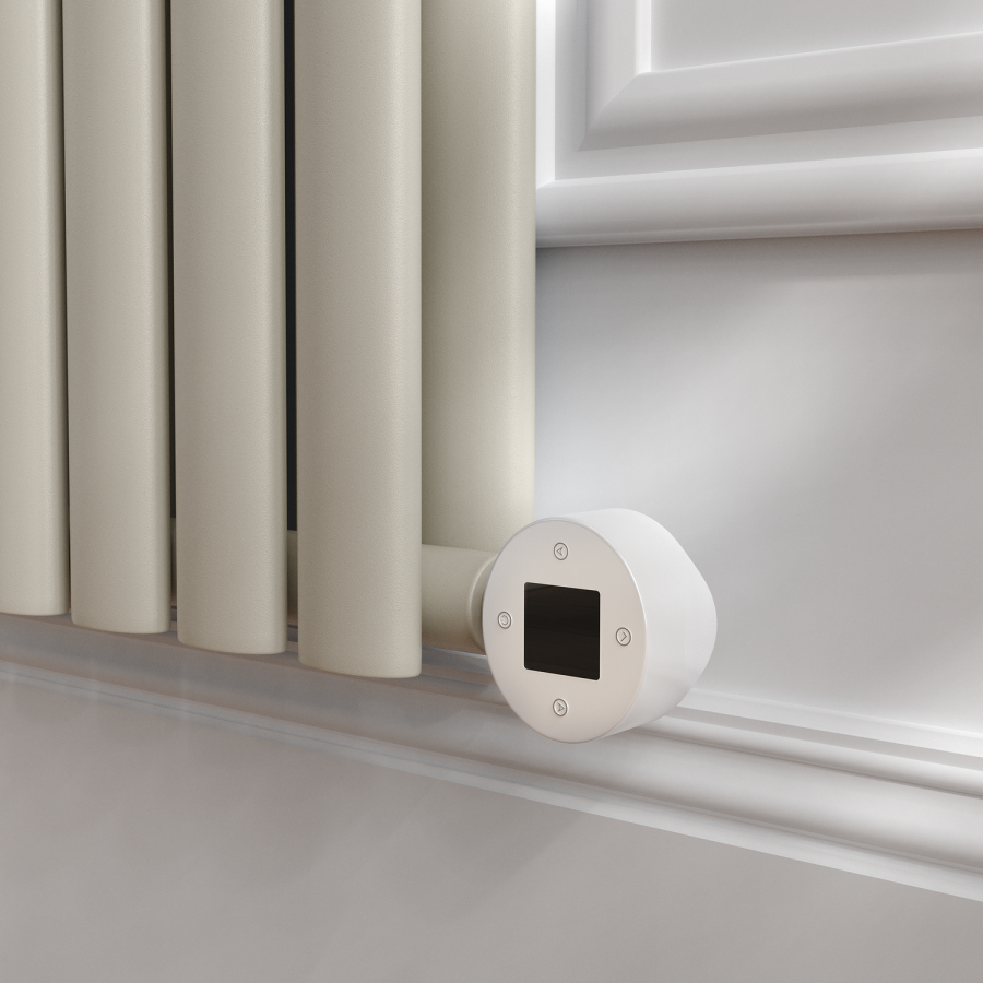 Linen Vertical Smart Electric Radiator with Wi-Fi Thermostat - 1.2KW - H1600xW236 - Bathroom Safe