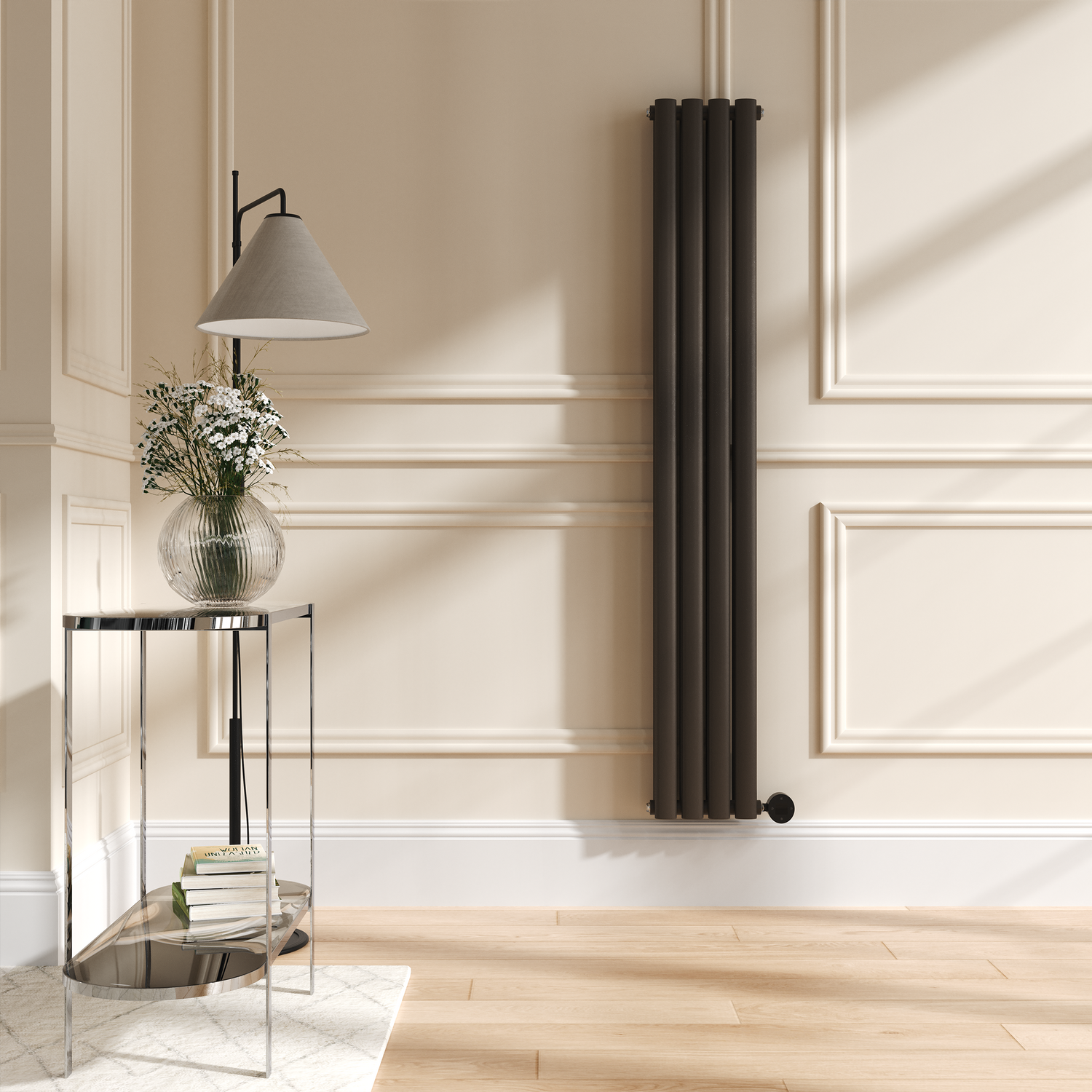 Electriq Brown Russet Vertical Smart Electric Radiator With Wi-Fi Thermostat - 1.2Kw - H1600xw236 - Bathroom Safe