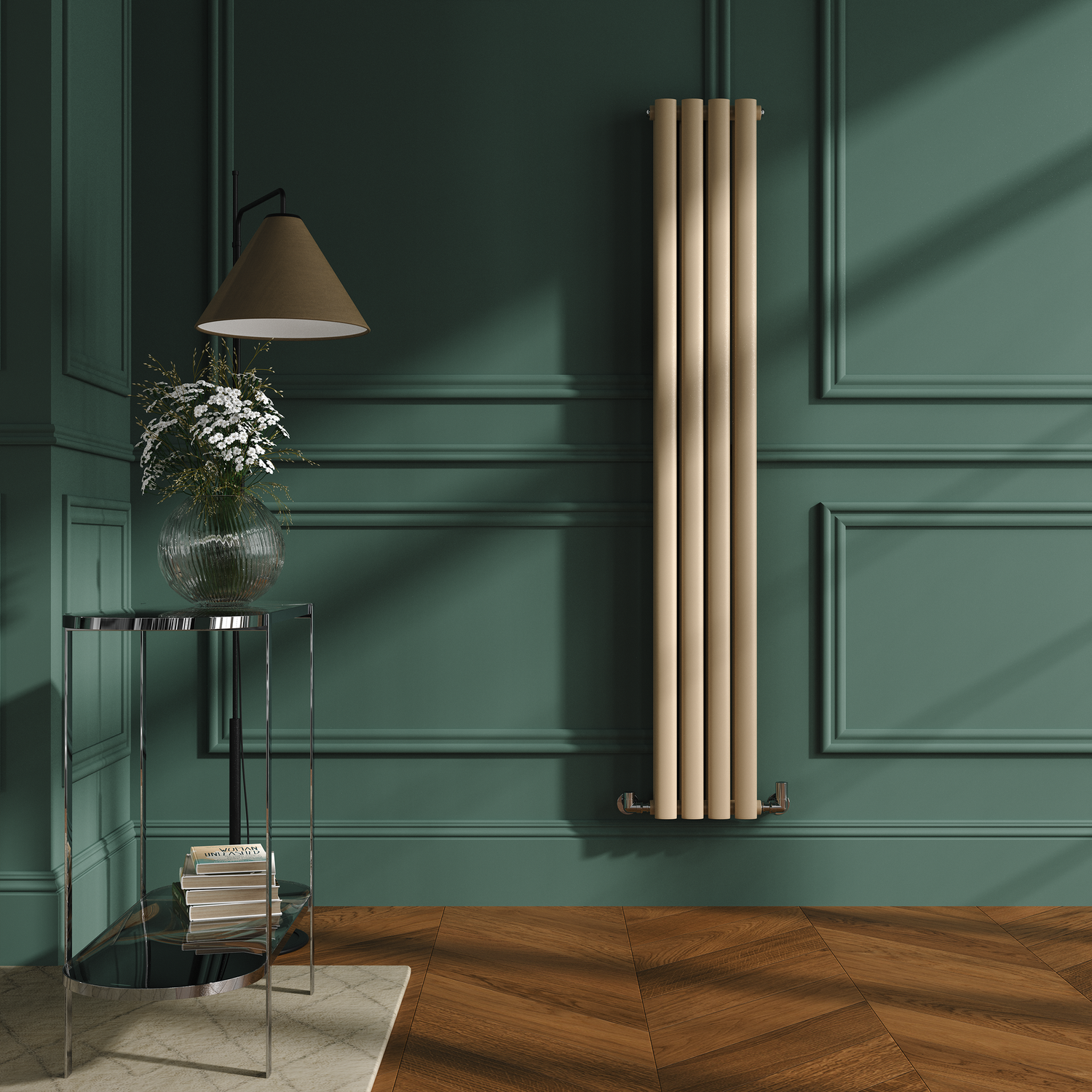 Sorrento Elk Brown Vertical Oval Designer Radiator 1600X236mm Double Panel 2234 Btu