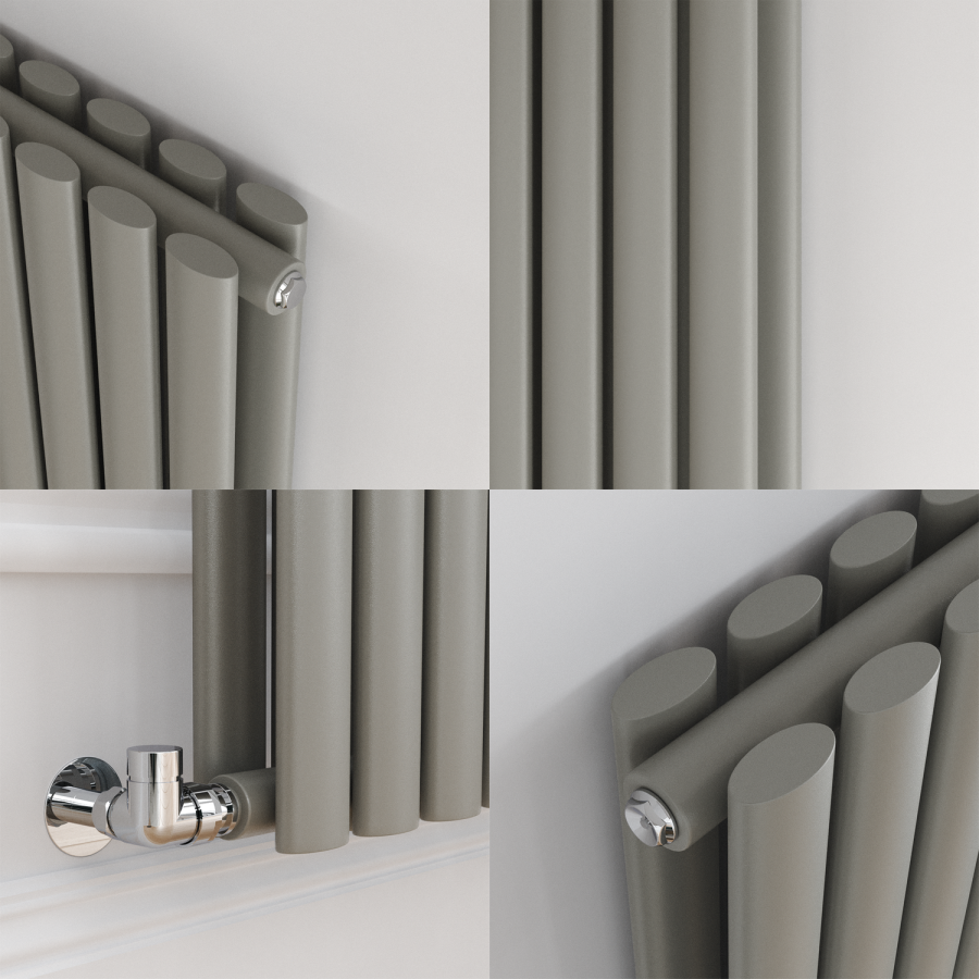 Sorrento Smoked Stone Vertical Oval Designer Radiator 1600x236mm Double Panel 2234 BTU