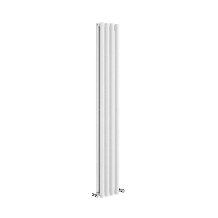 Sorrento White Vertical Oval Designer Radiator 1600x236mm Double Panel 2234 BTU