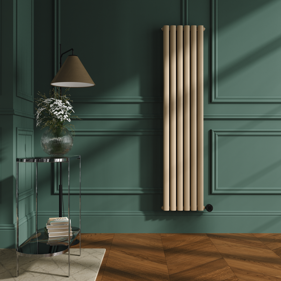 Elk brown Vertical Smart Electric Radiator with Wi-Fi Thermostat - 1.2KW - H1600xW354 - Bathroom Safe