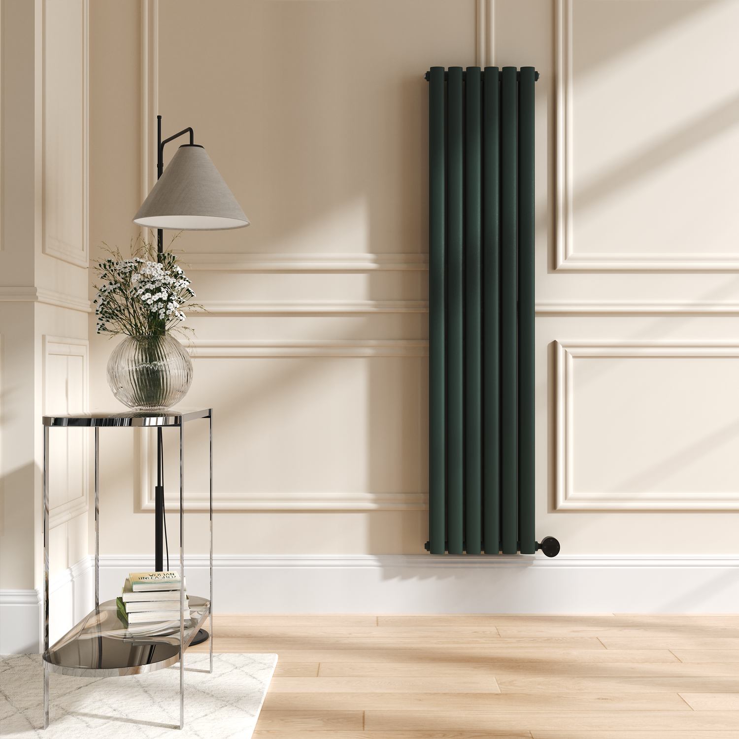 Electriq Green Ever Vertical Smart Electric Radiator With Wi-Fi Thermostat - 1.2Kw - H1600xw354 - Bathroom Safe