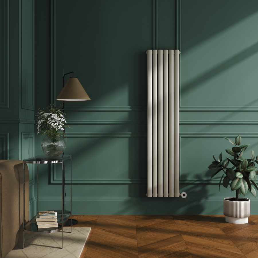 Linen Vertical Smart Electric Radiator with Wi-Fi Thermostat - 1.2KW - H1600xW354 - Bathroom Safe