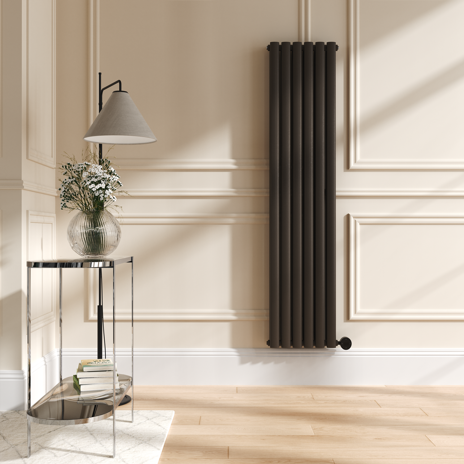 Electriq Brown Russet Vertical Smart Electric Radiator With Wi-Fi Thermostat - 1.2Kw - H1600xw354 - Bathroom Safe