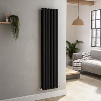 Sorrento Midnight Black Vertical Oval Designer Radiator 1600x354mm Double Panel 3351 BTU Sorrento Midnight Black Vertical Oval Designer Radiator 1600x354mm Double Panel 3351 BTU