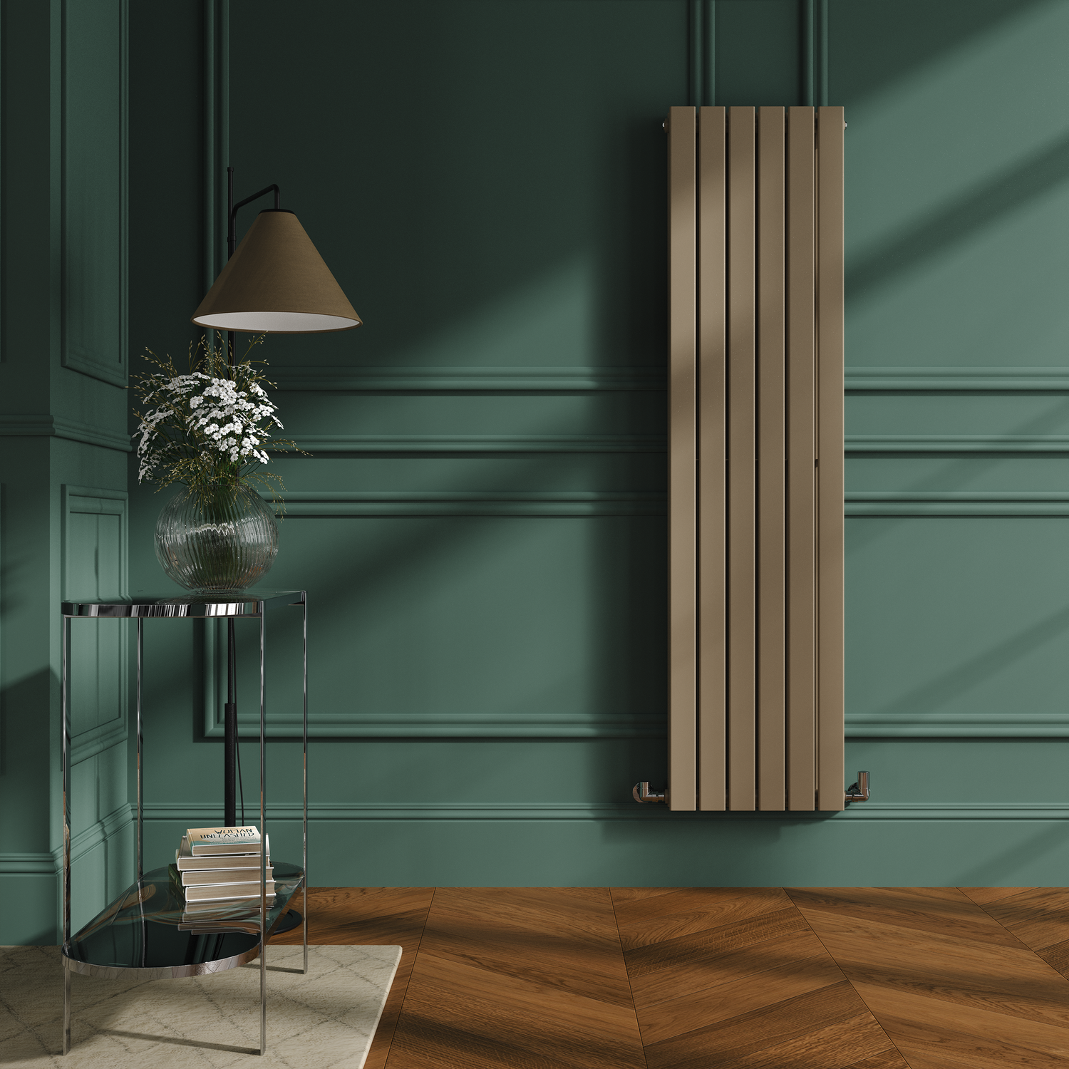Greige Radiator Riace Beige grey Vertical Flat Designer Radiator 1600x408mm Double ...