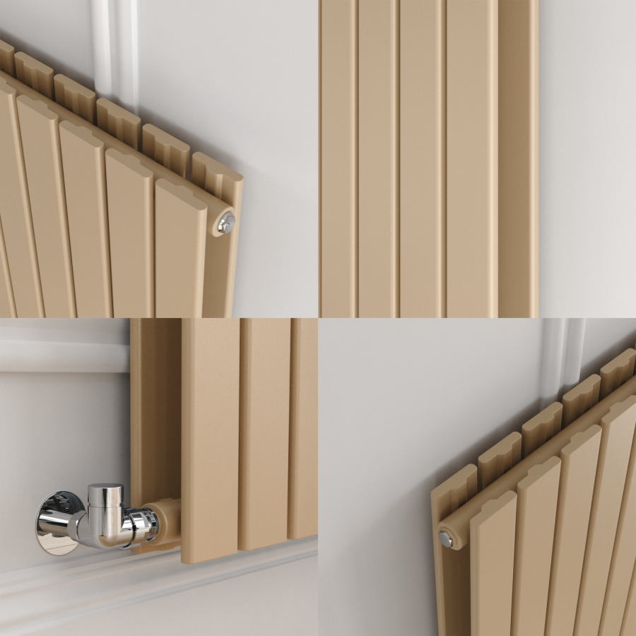 Riace Elk brown Vertical Flat Designer Radiator 1600x408mm Double Panel 3687 BTU