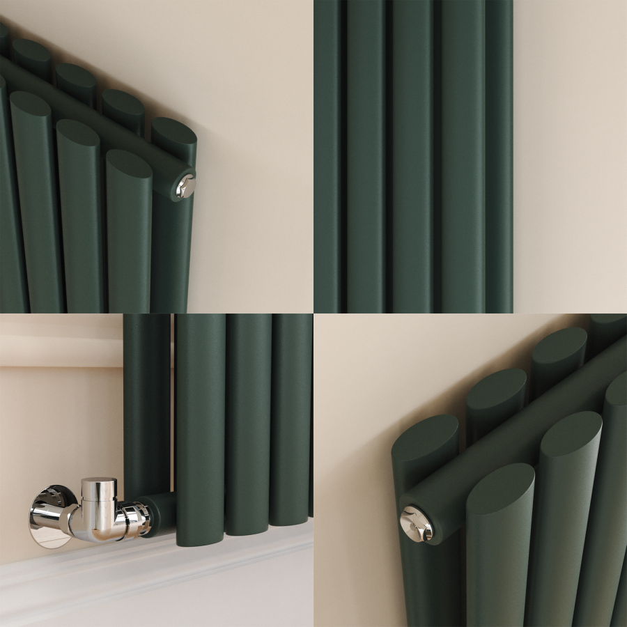 Sorrento Evergreen Vertical Oval Designer Radiator 1600x354mm Double Panel 3351 BTU