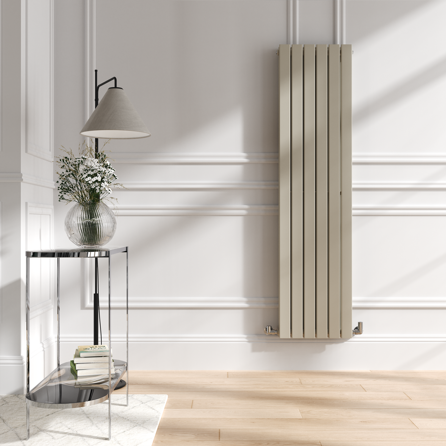 Riace Linen Vertical Flat Designer Radiator 1600X408mm Double Panel 3687 Btu