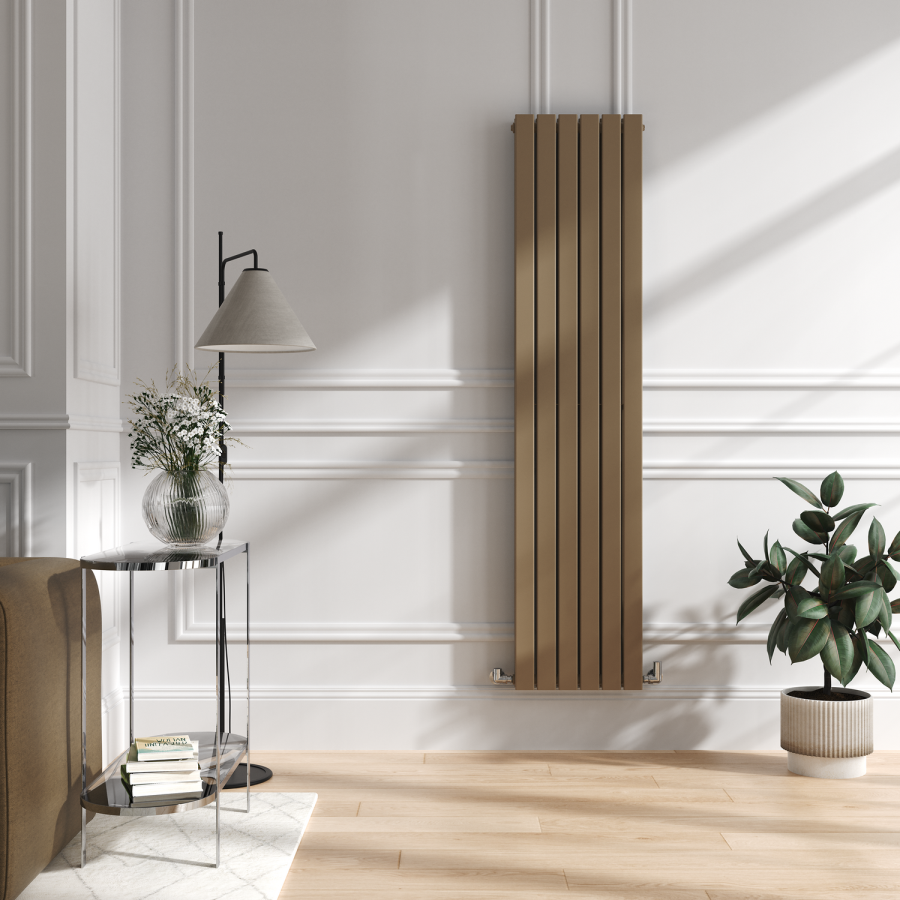 Riace Beige grey Vertical Flat Designer Radiator 1800x408mm Double Panel 4168 BTU