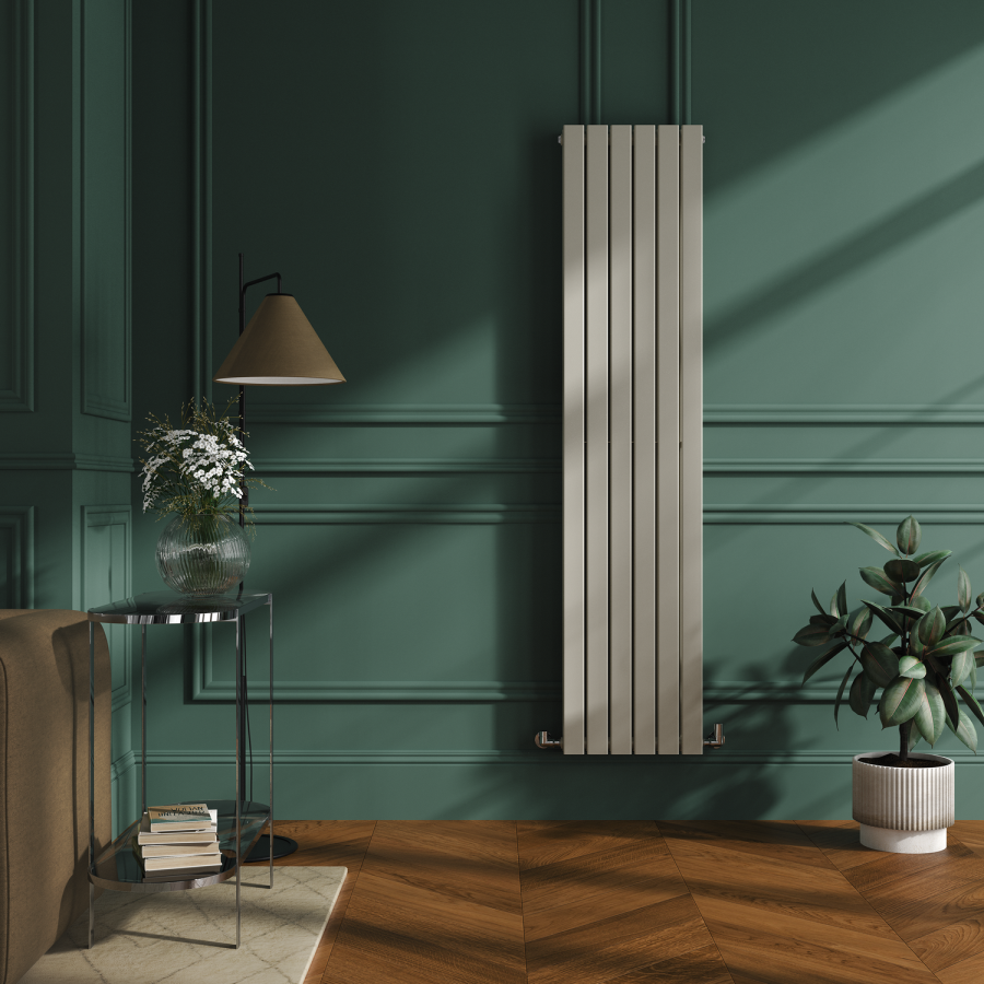 Riace Linen Vertical Flat Designer Radiator 1800x408mm Double Panel 4168 BTU