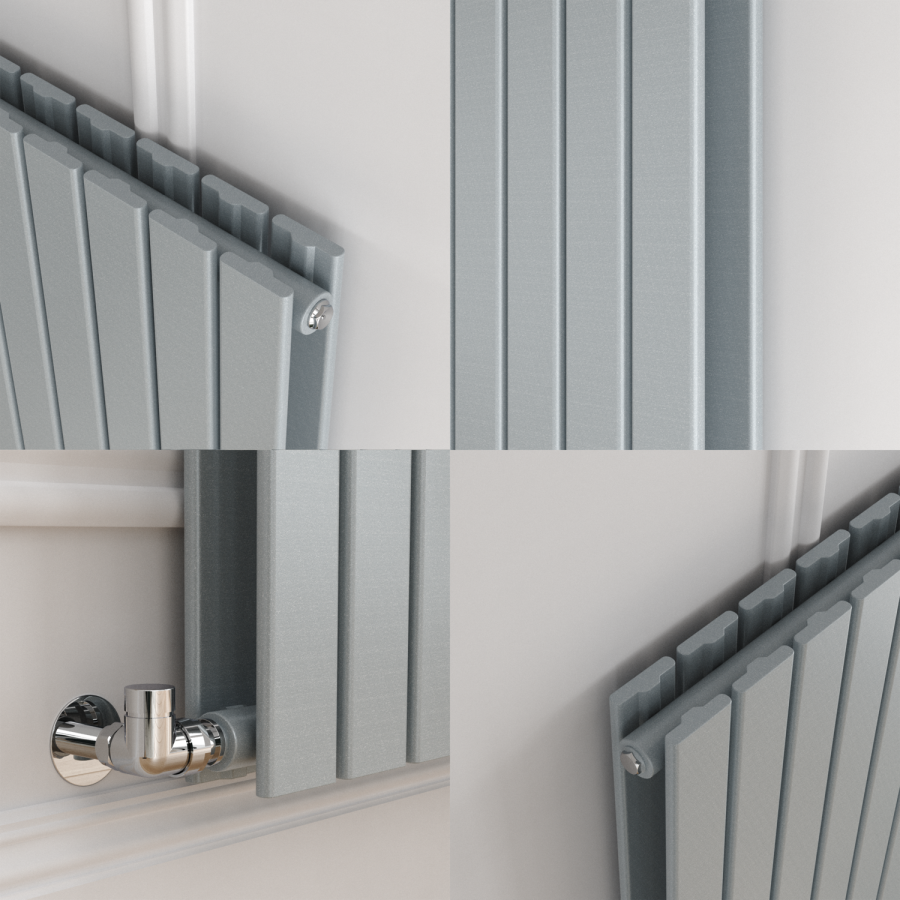 Riace Salt & Pepper Vertical Flat Designer Radiator 1800x408mm Double ...