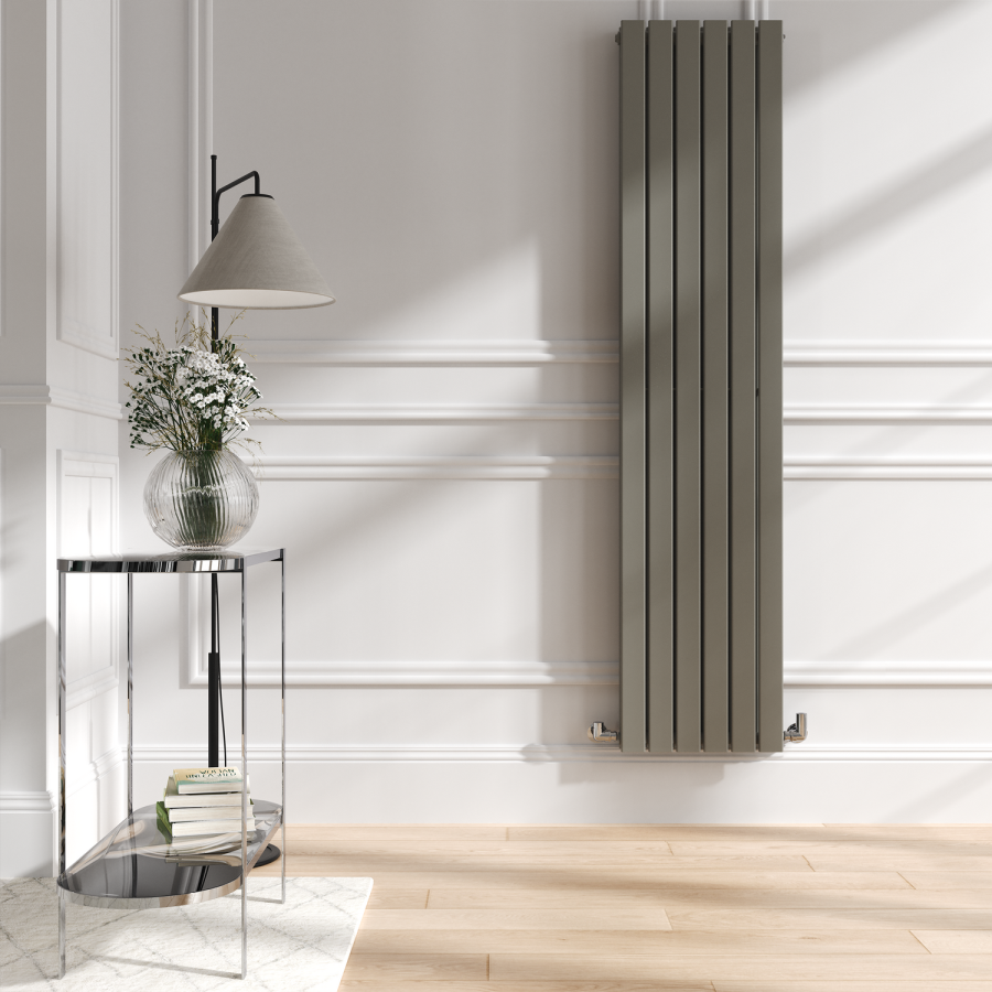 Riace Smoked Stone Vertical Flat Designer Radiator 1800x408mm Double Panel 4168 BTU
