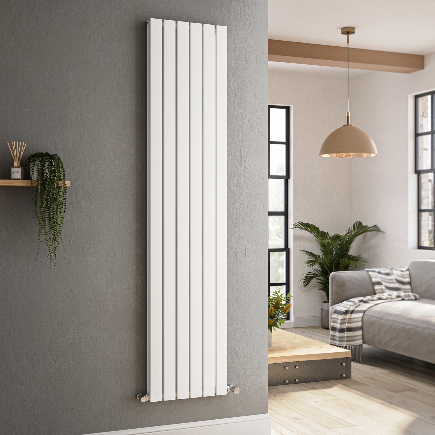 RadiLux Designer Radiator Vertical White Flat Panel Rads Double Panel 1600x456mm