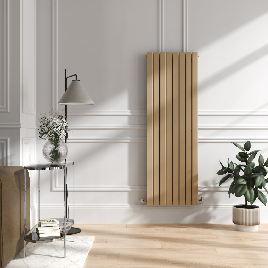 Riace Elk brown Vertical Flat Designer Radiator 1600x544mm Double Panel 4916 BTU