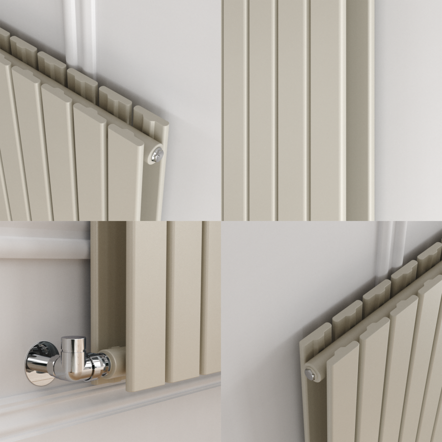 Riace Linen Vertical Flat Designer Radiator 1600x544mm Double Panel 4916 BTU