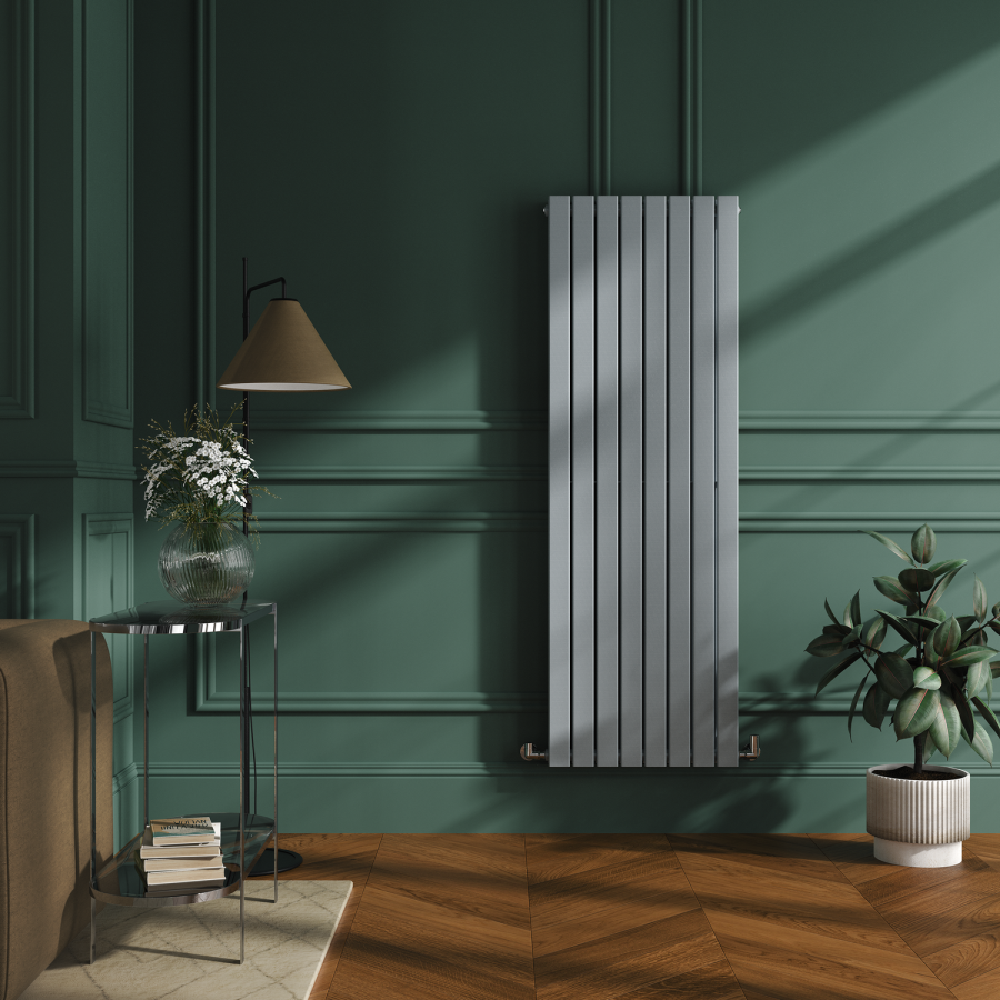 Riace Salt & Pepper Vertical Flat Designer Radiator 1600x544mm Double Panel 4916 BTU