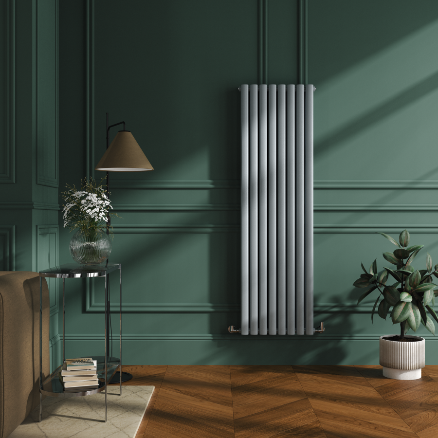Sorrento Salt & Pepper Vertical Oval Designer Radiator 1600x472mm Double Panel 4468 BTU