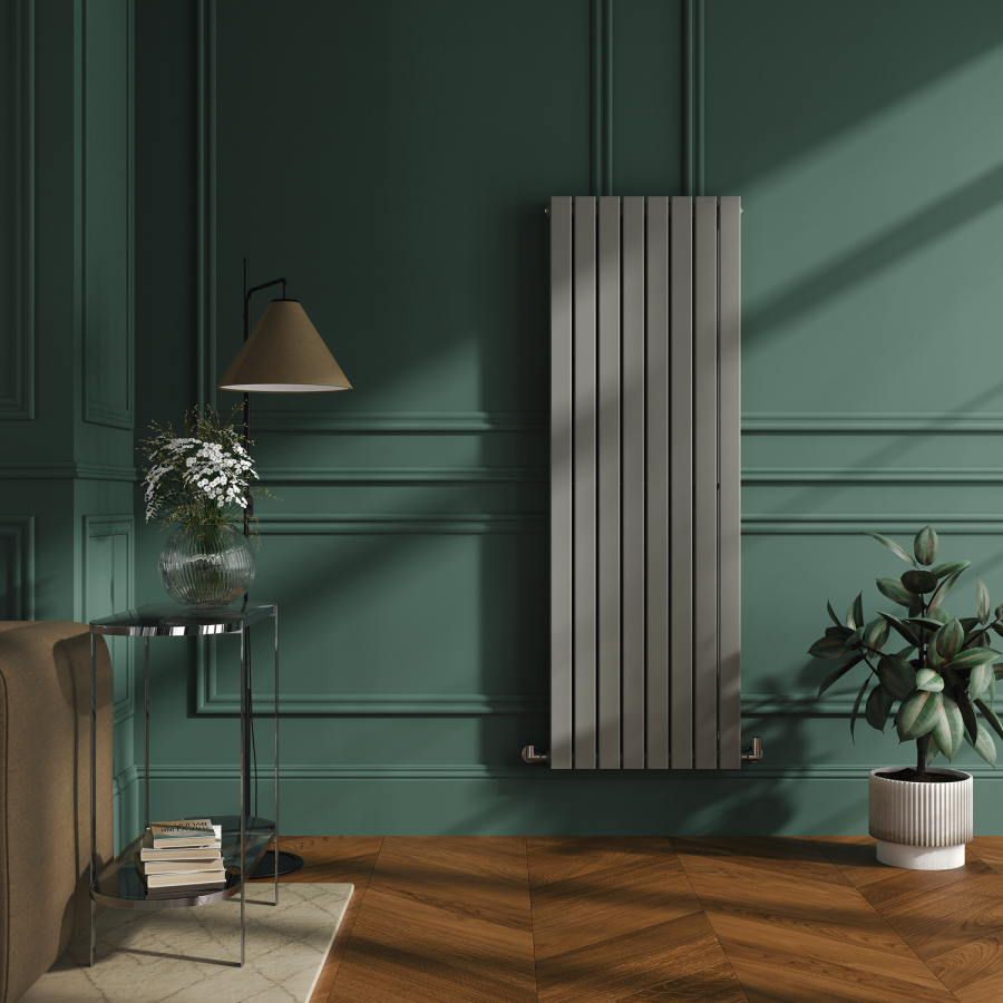 Riace Smoked Stone Vertical Flat Designer Radiator 1600x544mm Double Panel 4916 BTU