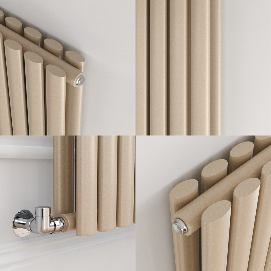 Sorrento Cleopatra Vertical Oval Designer Radiator 1800x472mm Double Panel 4983 BTU