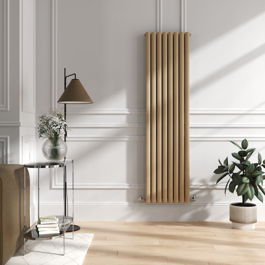 Sorrento Elk brown Vertical Oval Designer Radiator 1800x472mm Double Panel 4983 BTU