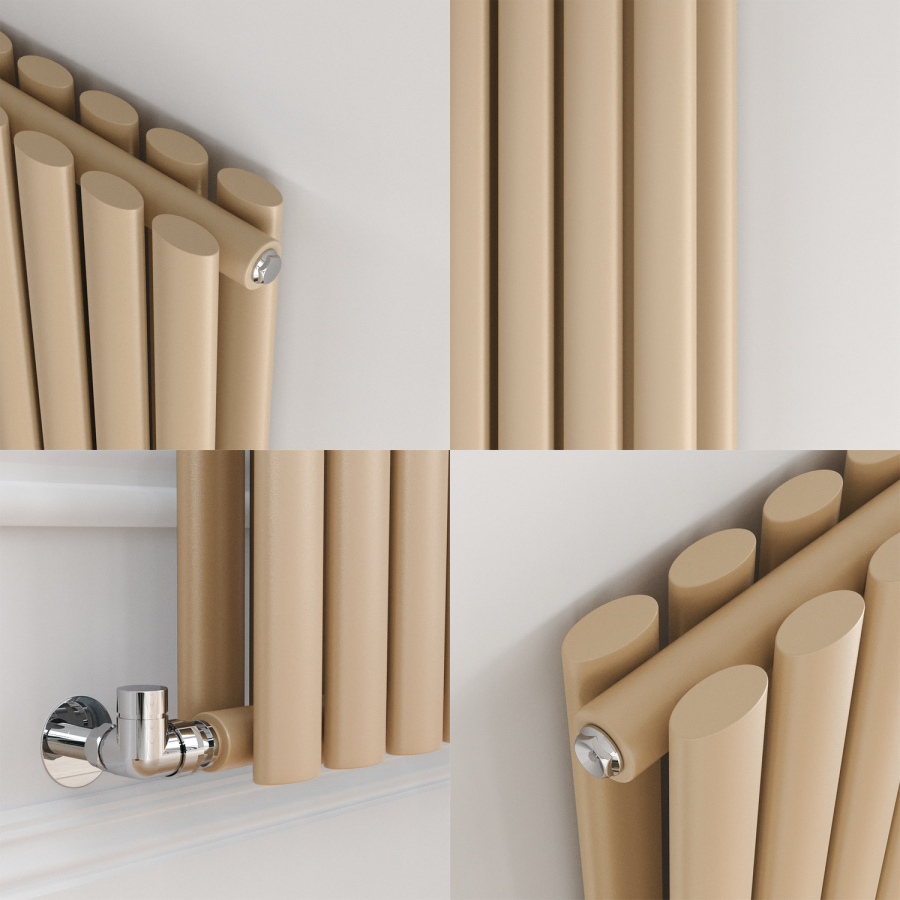 Sorrento Elk brown Vertical Oval Designer Radiator 1800x472mm Double Panel 4983 BTU