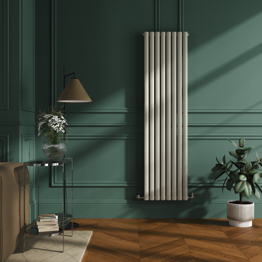 Sorrento Linen Vertical Oval Designer Radiator 1800x472mm Double Panel 4983 BTU
