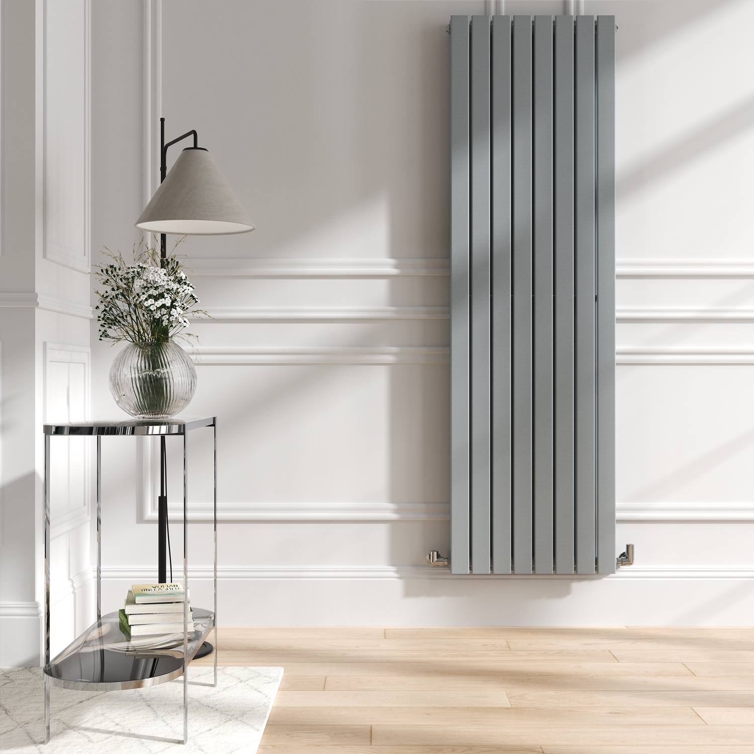 Riace Salt & Pepper Vertical Flat Designer Radiator 1800X544mm Double Panel 5557 Btu