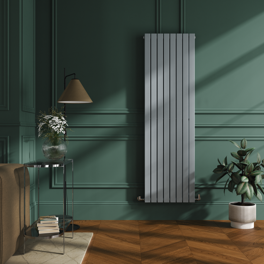 Riace Salt & Pepper Vertical Flat Designer Radiator 1800x544mm Double Panel 5557 BTU