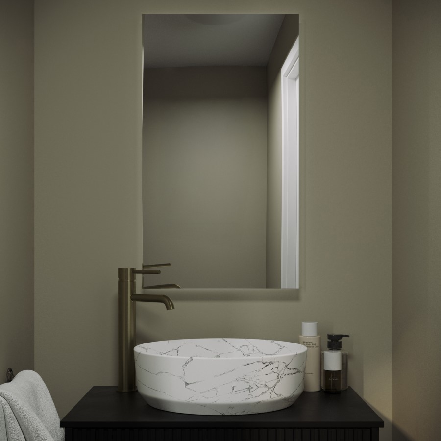 Rectangular Backlit Heated Bathroom Mirror with Lights 700 x 400mm - Vela