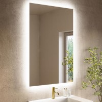 Rectangular Backlit Heated Bathroom Mirror with Lights & Bluetooth Speaker 700 x 500mm - Vela Rectangular Backlit Heated Bathroom Mirror with Lights & Bluetooth Speaker 700 x 500mm - Vela