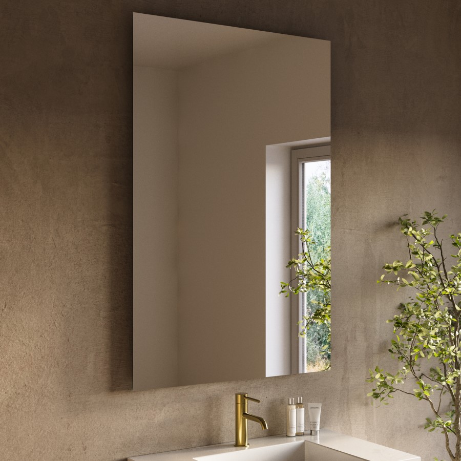 Rectangular Backlit Heated Bathroom Mirror with Lights & Bluetooth Speaker 700 x 500mm - Vela