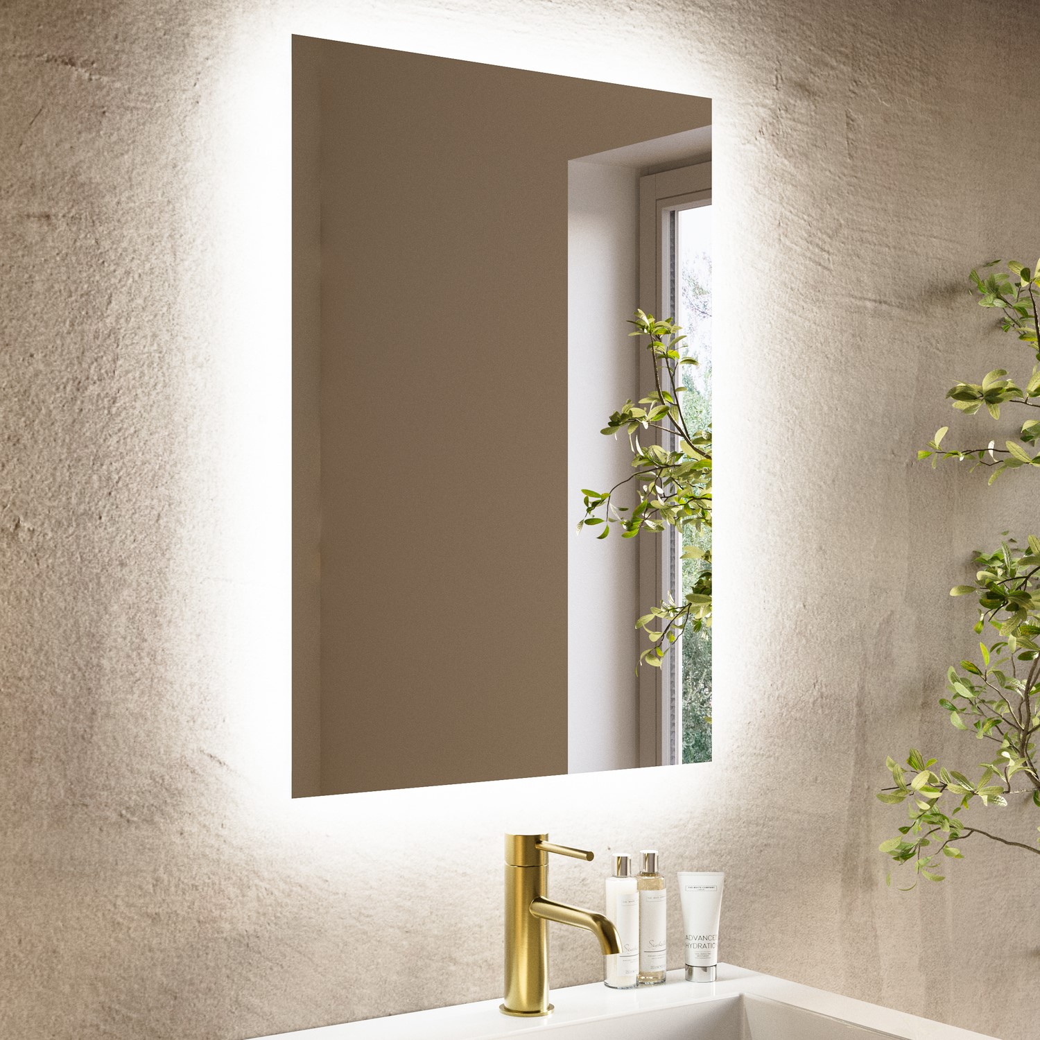 Rectangular Backlit Bathroom Mirror with Battery Operated Lights 700 x ...