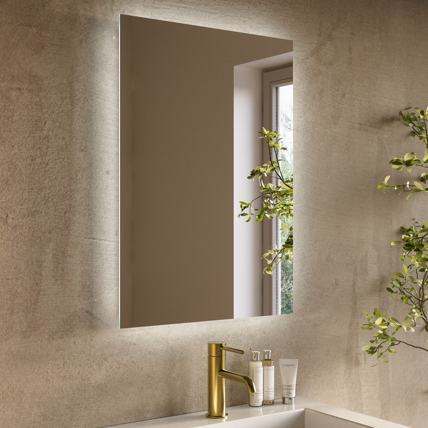 Rectangular Backlit Bathroom Mirror with Battery Operated Lights 700 x ...