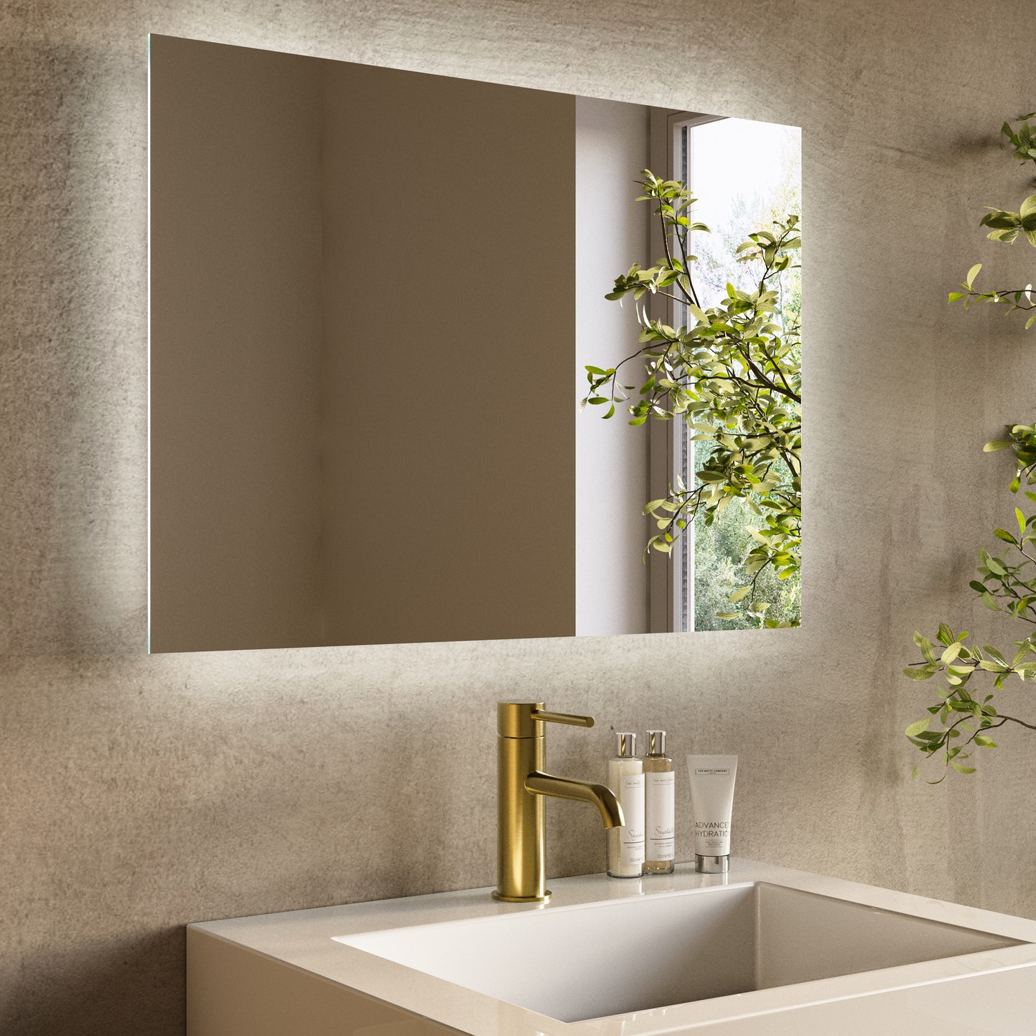 Rectangular Backlit Bathroom Mirror with Battery Operated Lights 700 x ...