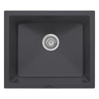 Single Bowl Inset / Undermount Gunmetal Grey Granite Kitchen Sink with Reversible Drainer - Essence