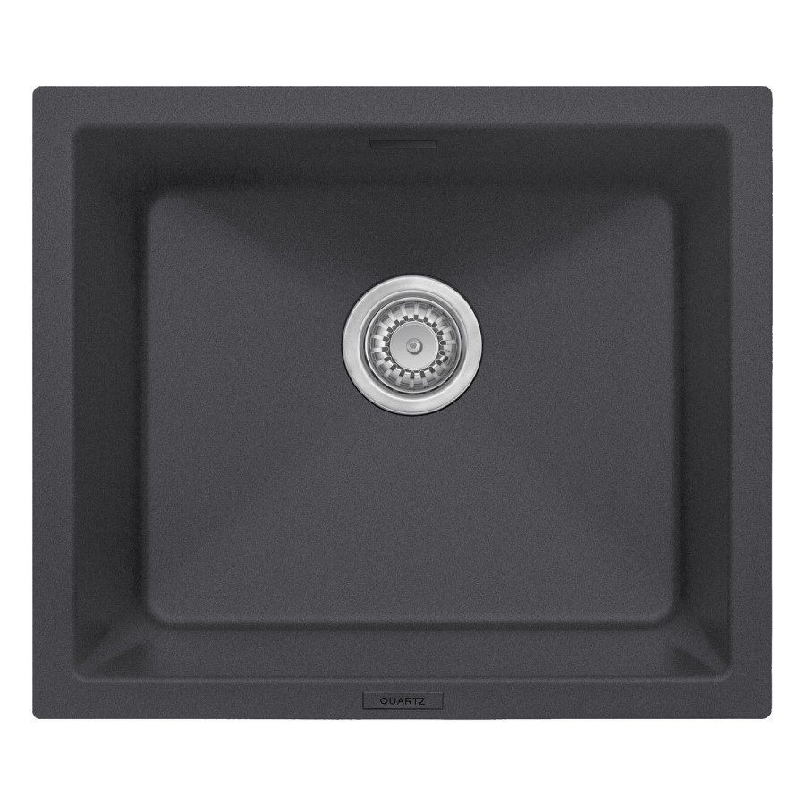 Single Bowl Inset / Undermount Gunmetal Grey Granite Kitchen Sink with Reversible Drainer - Essence