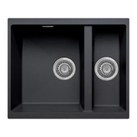 1.5 Bowl Inset / Undermount Black Granite Kitchen Sink with Reversible Drainer - Essence