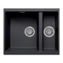1.5 Bowl Inset / Undermount Black Granite Kitchen Sink with Reversible Drainer - Essence