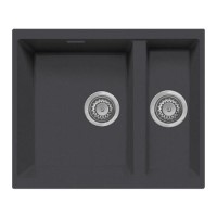 1.5 Bowl Inset / Undermount Gunmetal Grey Granite Kitchen Sink with Reversible Drainer - Essence