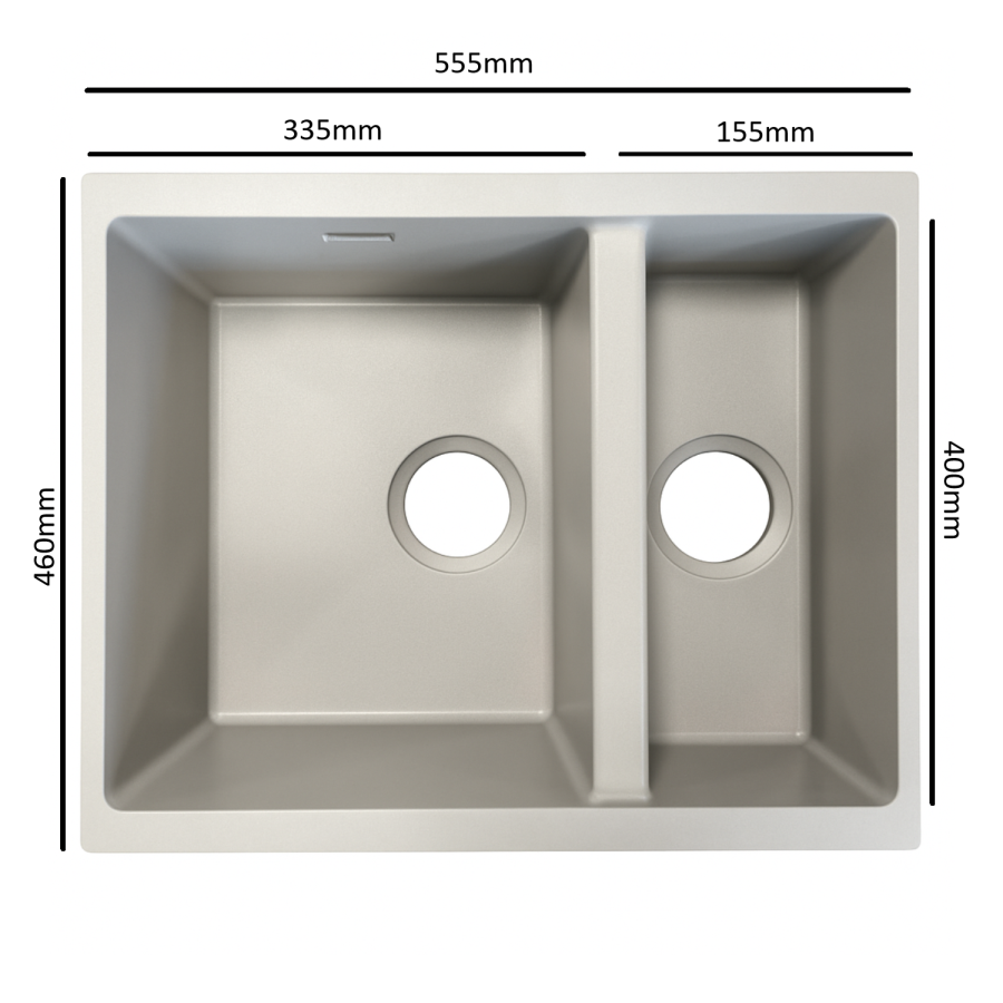 1.5 Bowl Undermount White Granite Composite Kitchen Sink Reversible - Essence