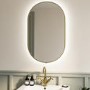 Oval Brass Backlit Bathroom Mirror with Battery Operated Lights 500 x 800mm - Venus