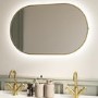 Oval Brass Backlit Bathroom Mirror with Battery Operated Lights 500 x 800mm - Venus