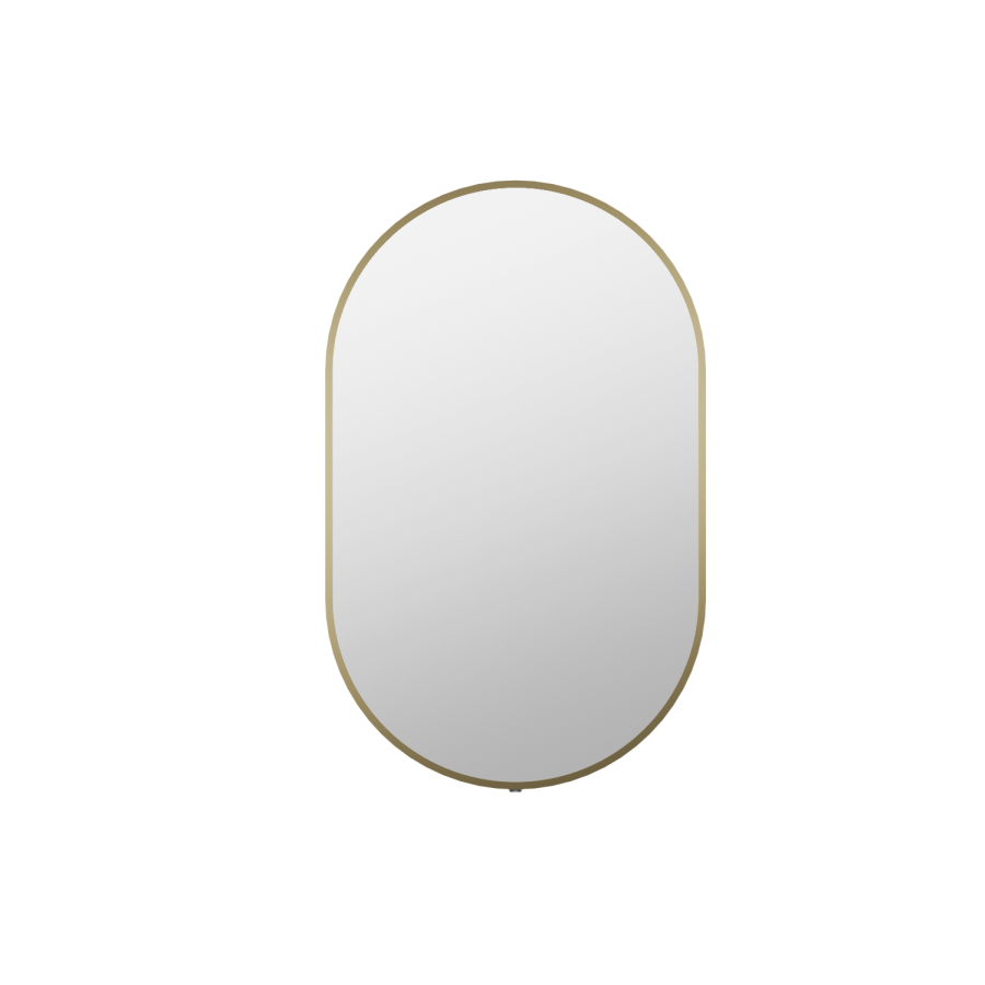 Oval Brass Backlit Bathroom Mirror with Battery Operated Lights 500 x 800mm - Venus