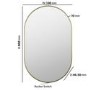 Oval Brass Backlit Bathroom Mirror with Battery Operated Lights 500 x 800mm - Venus