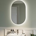 VENGM800 Oval Grey Backlit Heated Bathroom Mirror with Lights 500 x 800mm - Venus